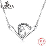 925 Silver Horse Necklace Zircon Pendant Men Women Jewelry Gift