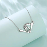 925 Silver Horse Necklace Zircon Pendant Men Women Jewelry Gift