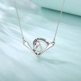 925 Silver Horse Necklace Zircon Pendant Men Women Jewelry Gift