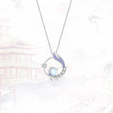 925 Silver Moonstone Bead Flower Charm Choker Necklace