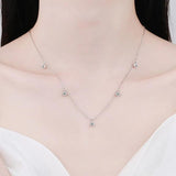 925 Silver Moissanite Choker Necklace 16+2In
