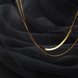 925 Sterling Silver Double Rows Snakebone Chain Necklace Clavicle