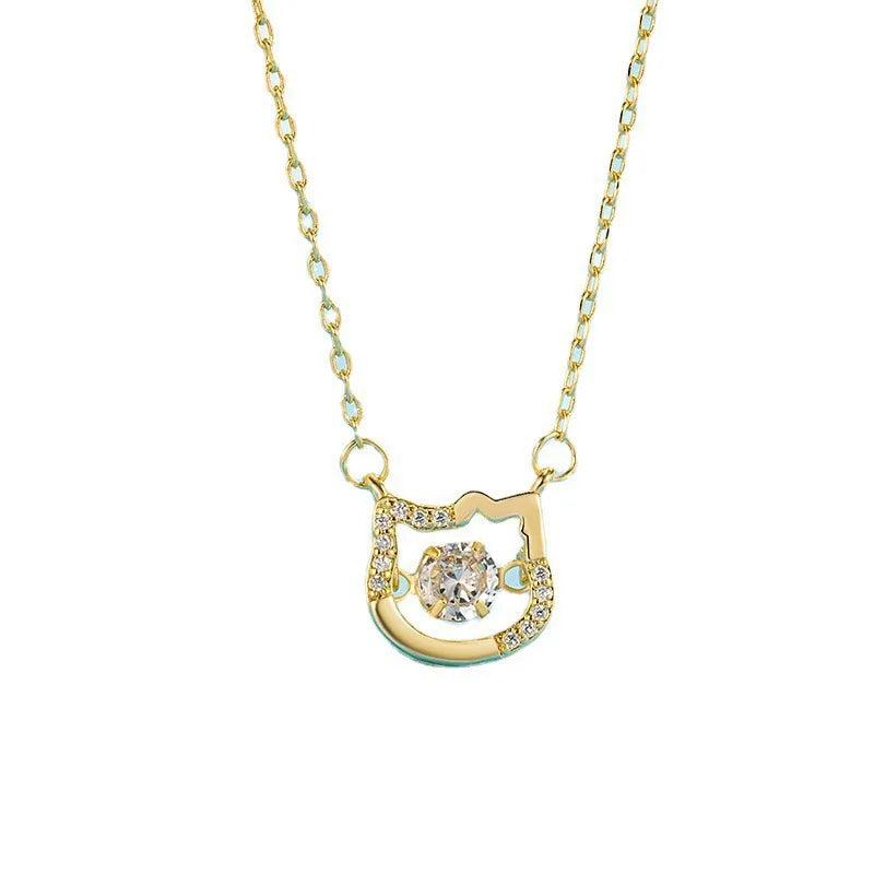 Sterling Silver Cat Heart Necklace Gift