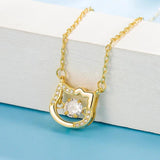 Sterling Silver Cat Heart Necklace Gift