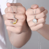 S925 Sterling Silver Star Moon Necklace Nautical Couple Necklace