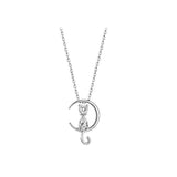 Sterling Silver Women's Cat Moon Necklace Holiday Gift