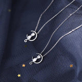 Sterling Silver Women's Cat Moon Necklace Holiday Gift