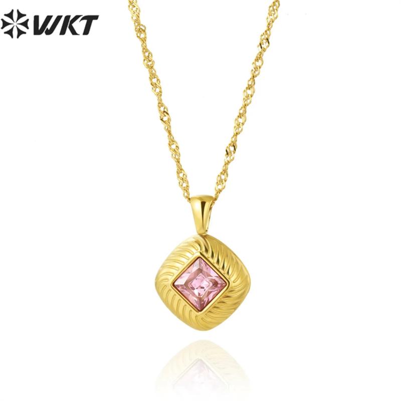 Square Shape Pendant Stainless Steel Necklace for Palace Party
