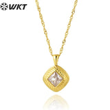 Square Shape Pendant Stainless Steel Necklace for Palace Party