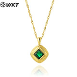 Square Shape Pendant Stainless Steel Necklace for Palace Party