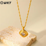 Square Shape Pendant Stainless Steel Necklace for Palace Party