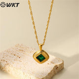 Square Shape Pendant Stainless Steel Necklace for Palace Party