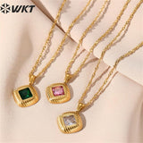 Square Shape Pendant Stainless Steel Necklace for Palace Party