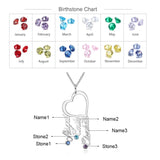 JewelOra 925 Silver Name Necklace with 3 Birthstones Heart Pendant