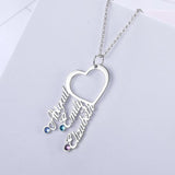 JewelOra 925 Silver Name Necklace with 3 Birthstones Heart Pendant