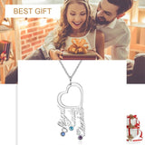 JewelOra 925 Silver Name Necklace with 3 Birthstones Heart Pendant