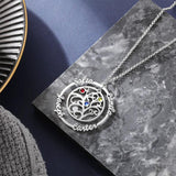 JewelOra 925 Silver Family Tree Necklace with Birthstones Name Pendant