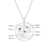 JewelOra 925 Silver Family Tree Necklace with Birthstones Name Pendant