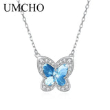 925 Silver Butterfly Necklace Pink Crystal Women
