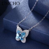 925 Silver Butterfly Necklace Pink Crystal Women