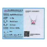 925 Silver Butterfly Necklace Pink Crystal Women