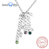 JewelOra Personalized Name Necklace with 3 Birthstones - 925 Silver