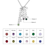 JewelOra Personalized Name Necklace with 3 Birthstones - 925 Silver