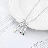 JewelOra Personalized Name Necklace with 3 Birthstones - 925 Silver
