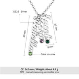JewelOra Personalized Name Necklace with 3 Birthstones - 925 Silver