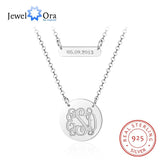 925 Silver Monogram Name Necklace Date Double Chain Birthday Gift
