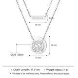 925 Silver Monogram Name Necklace Date Double Chain Birthday Gift