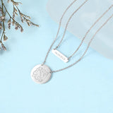 925 Silver Monogram Name Necklace Date Double Chain Birthday Gift