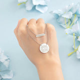 925 Silver Monogram Name Necklace Date Double Chain Birthday Gift