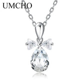 925 Silver Crystal Pendant Necklace with Chain for Women