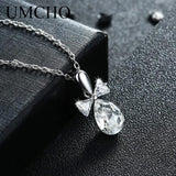 925 Silver Crystal Pendant Necklace with Chain for Women