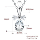 925 Silver Crystal Pendant Necklace with Chain for Women