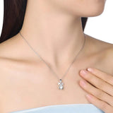 925 Silver Crystal Pendant Necklace with Chain for Women