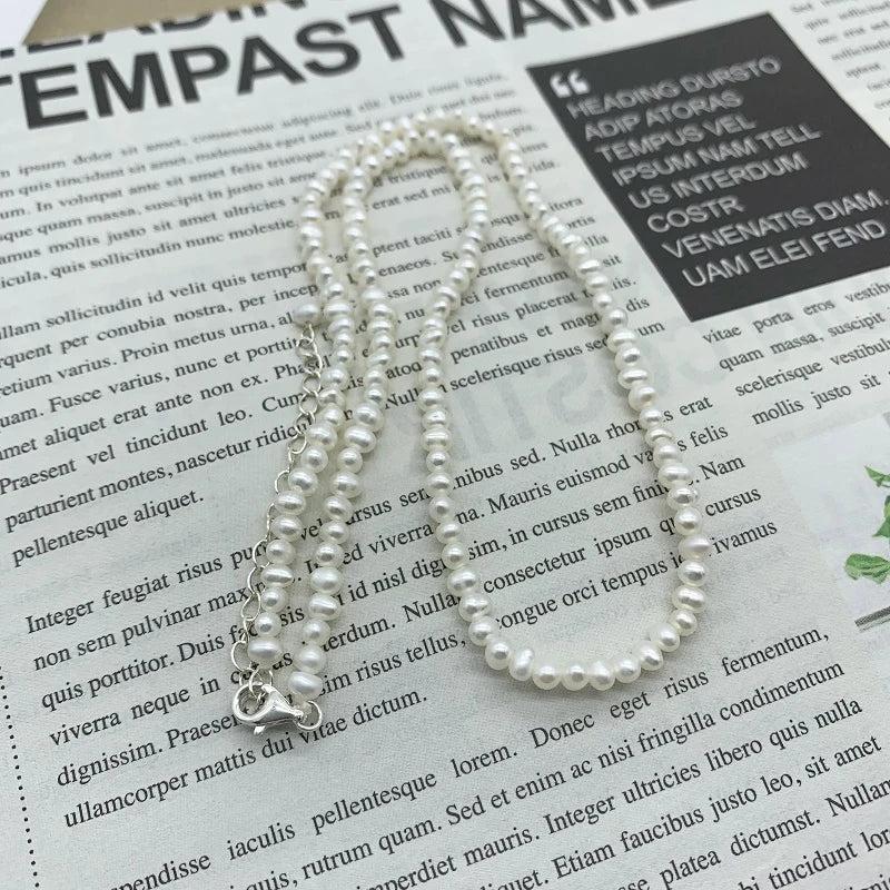 Freshwater Pearl Necklace 925 Sterling Silver Vintage Jewelry