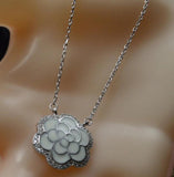 925 Sterling Silver Flower Necklace 48 cm