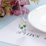 Personalized 925 Silver Birthstone Necklaces Engraved Name Mother Necklace