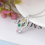 Personalized 925 Silver Birthstone Necklaces Engraved Name Mother Necklace