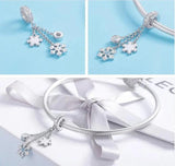 925 Silver Snowflake CZ Pendant Necklace for Women Girls