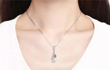 925 Silver Snowflake CZ Pendant Necklace for Women Girls