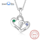 Personalized Name Heart Necklace 925 Sterling Silver Birthstone Pendant
