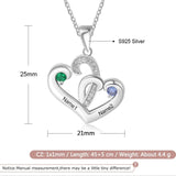 Personalized Name Heart Necklace 925 Sterling Silver Birthstone Pendant