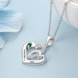 Personalized Name Heart Necklace 925 Sterling Silver Birthstone Pendant