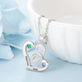 Personalized Name Heart Necklace 925 Sterling Silver Birthstone Pendant