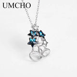 925 Silver Star Crystal Pendant Necklace for Women
