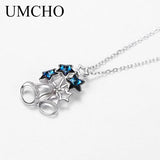 925 Silver Star Crystal Pendant Necklace for Women
