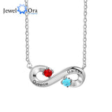 Personalized Infinity Necklace with 2 Birthstones - Engraved Name